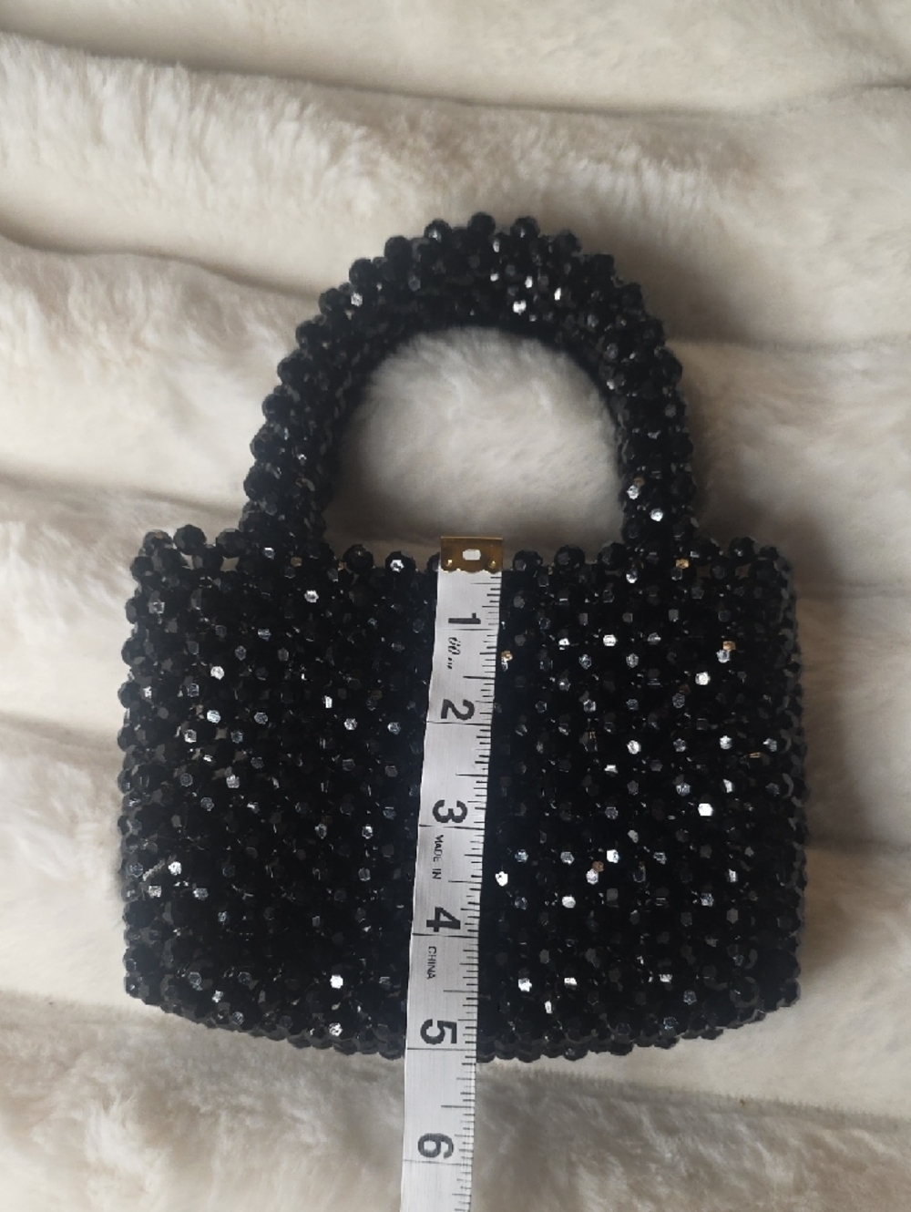 Black Beaded Handbag - Classic Evening Tote - Picture 3 of 5
